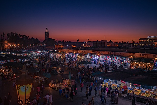 Jemaa el-Fnaa at night from Marrakech